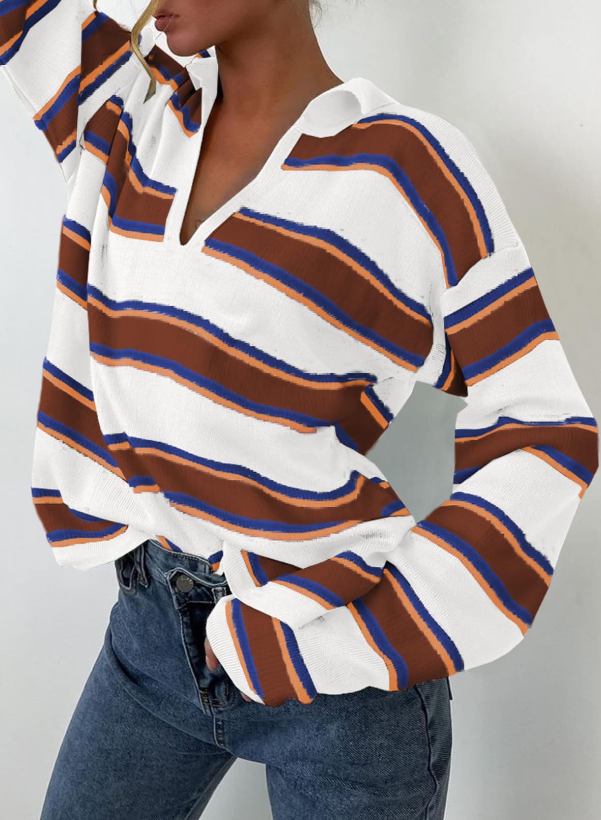 2024 Fall Oversized Ribbed Knit Side Slit Pullover Top