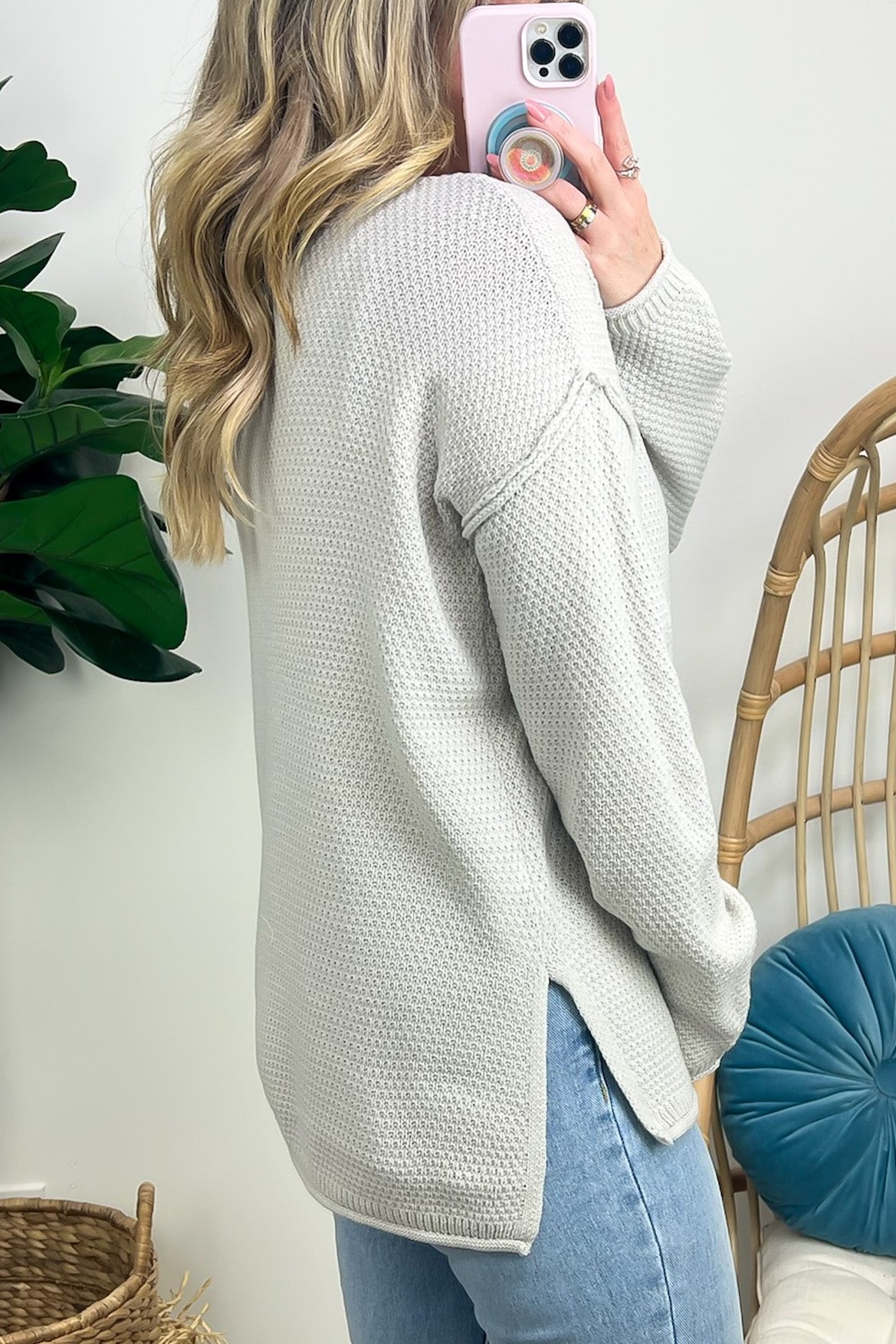 Half Button Henley Knit Sweater