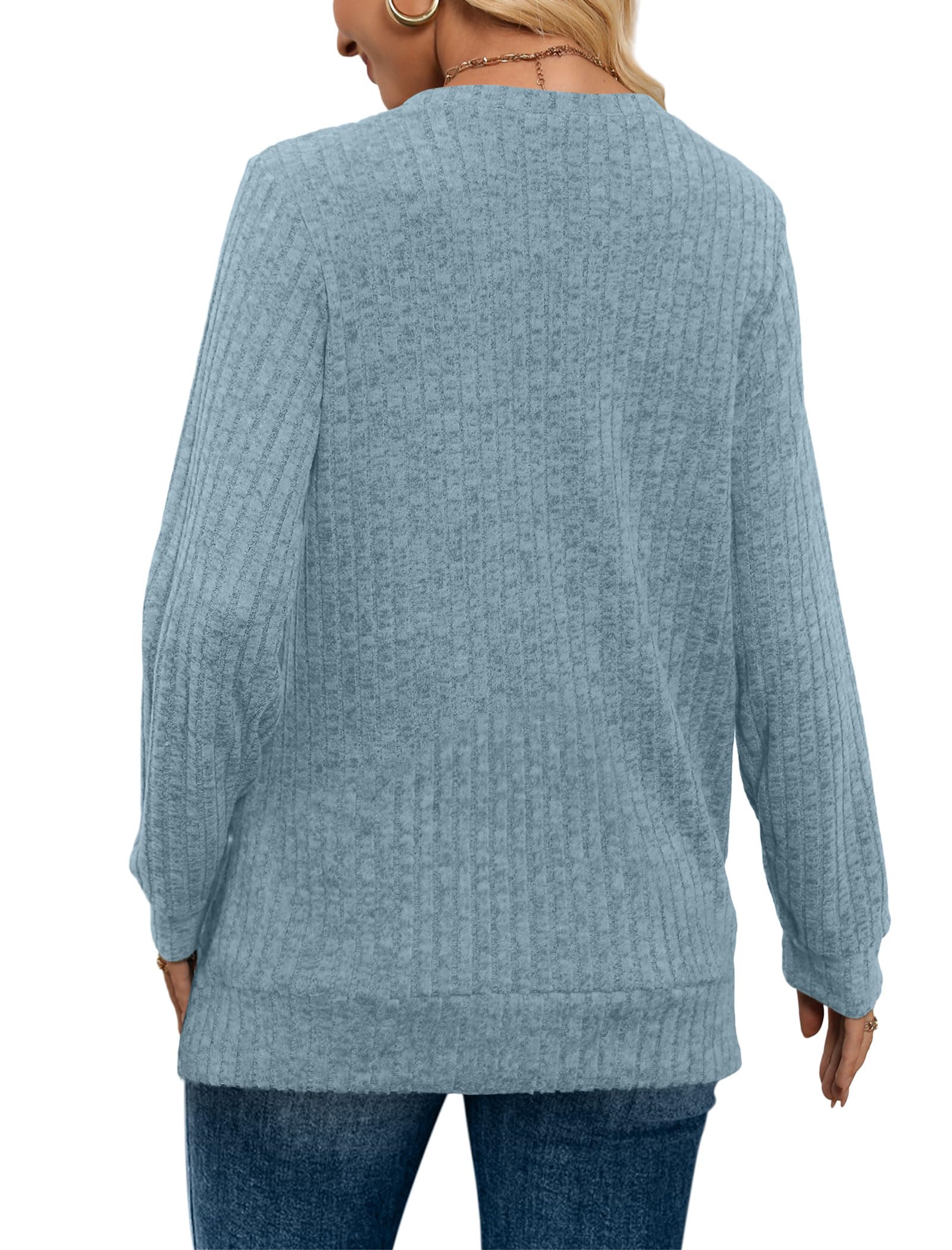 Women's Casual Fall V Neck Lightweight Tunic Sweaters 