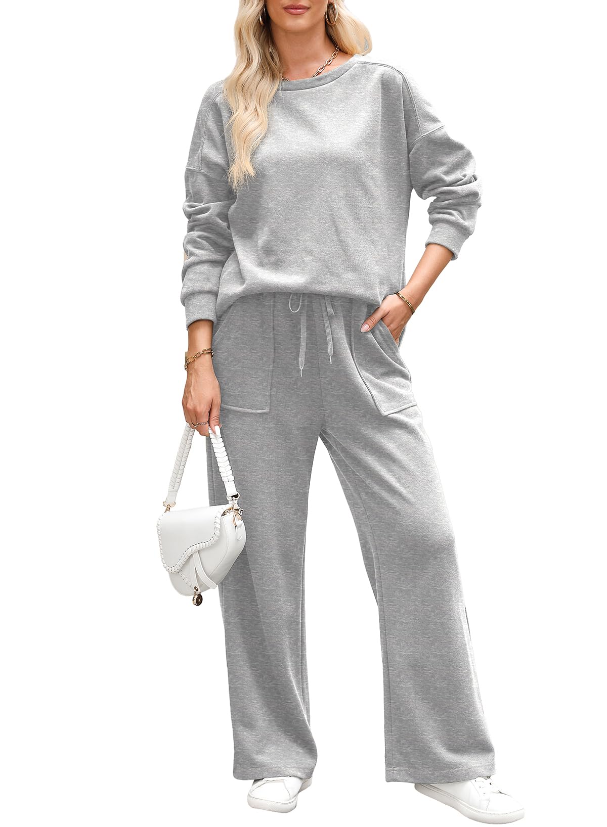 Women's Casual Fall Cotton Long Sleeve Knit Tops And Pants Lounge Sets