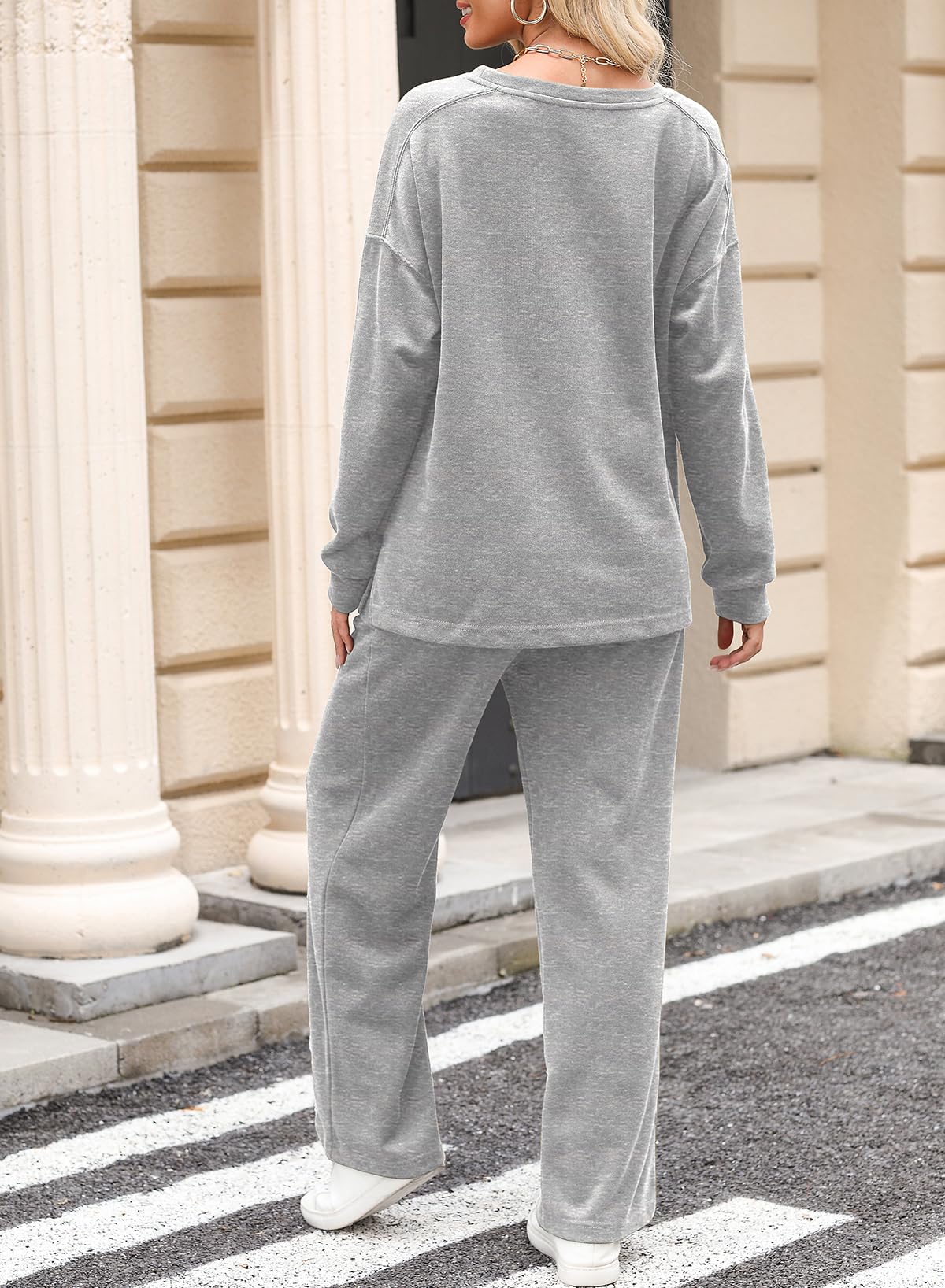 Women's Casual Fall Cotton Long Sleeve Knit Tops And Pants Lounge Sets