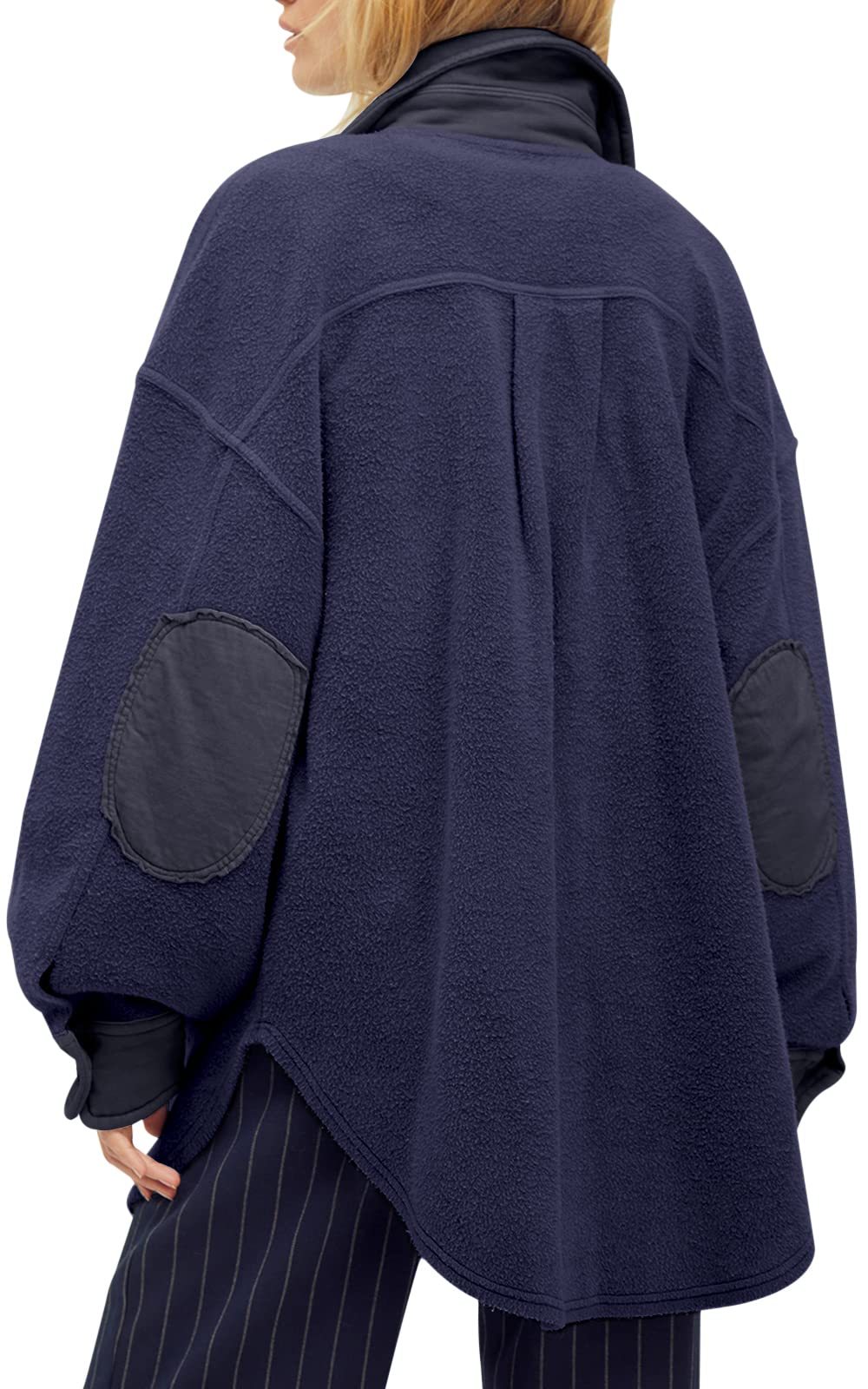 HOT SALE Women's Oversized Fleece Long Sleeve Button Down Shirt Jacket