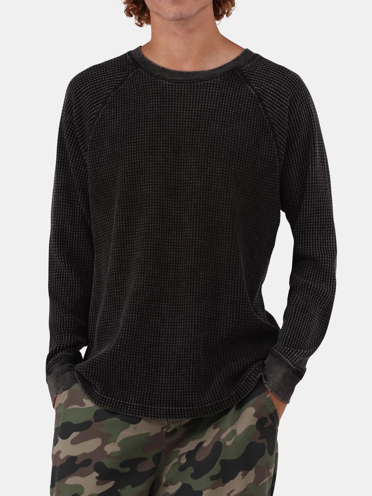 Light Mineral Wash Raglan Sleeve Waffle Thermal Shirt