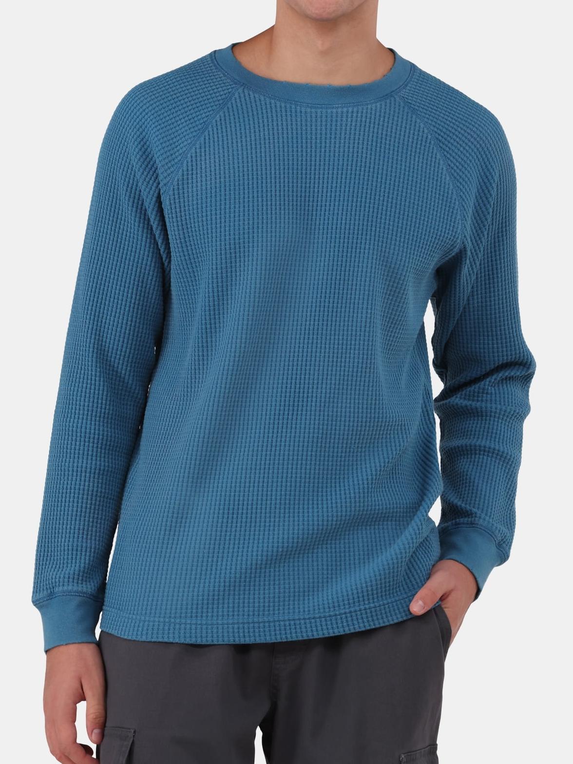 Light Mineral Wash Raglan Sleeve Waffle Thermal Shirt