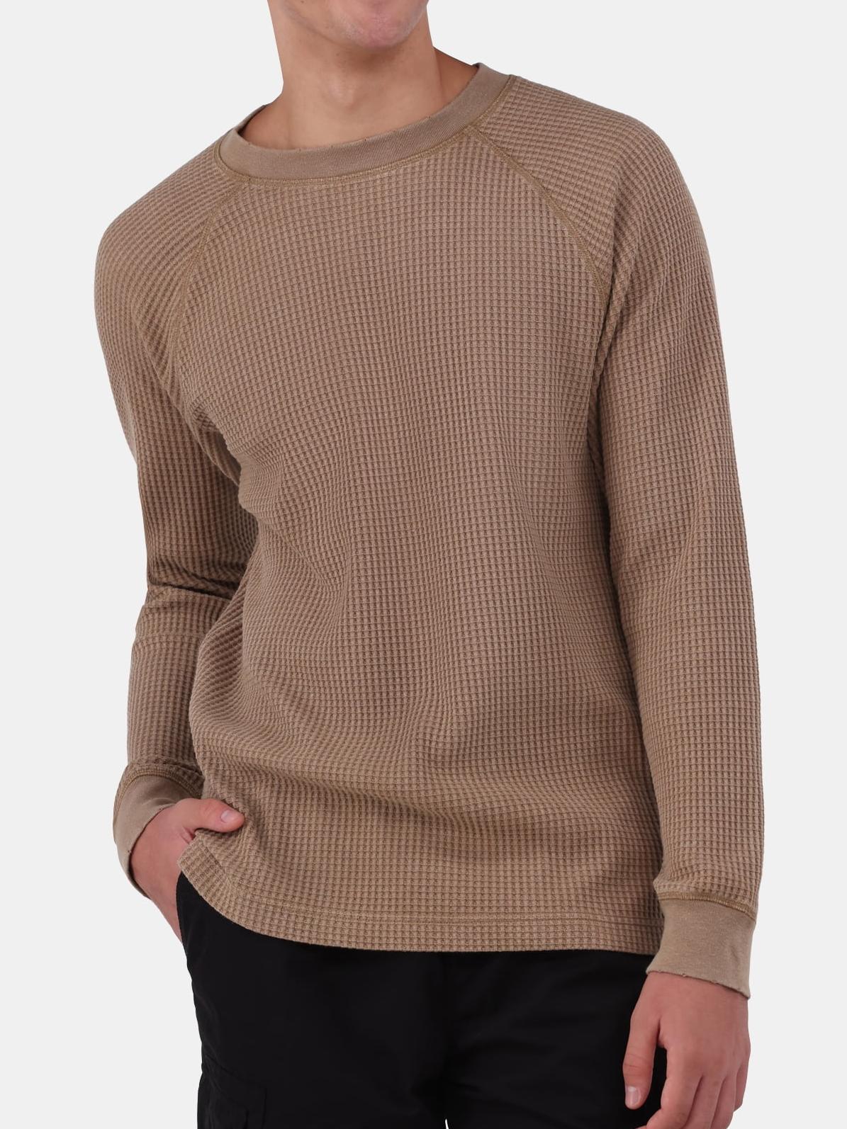Light Mineral Wash Raglan Sleeve Waffle Thermal Shirt