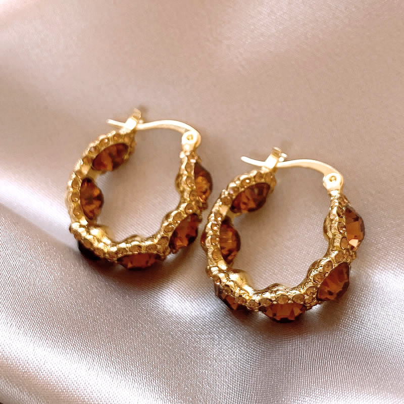 French Crystal Hoop Earrings