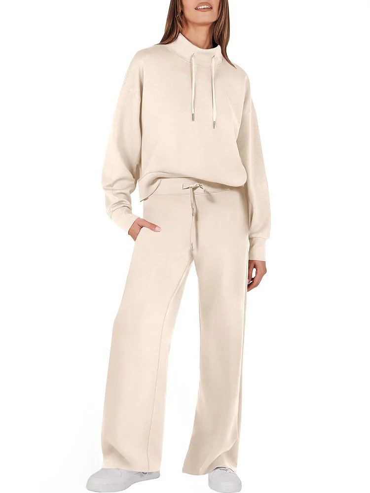 Womens 2 Piece Outfits Sweatsuit Set Drawstring Sweatshirt Lounge Set