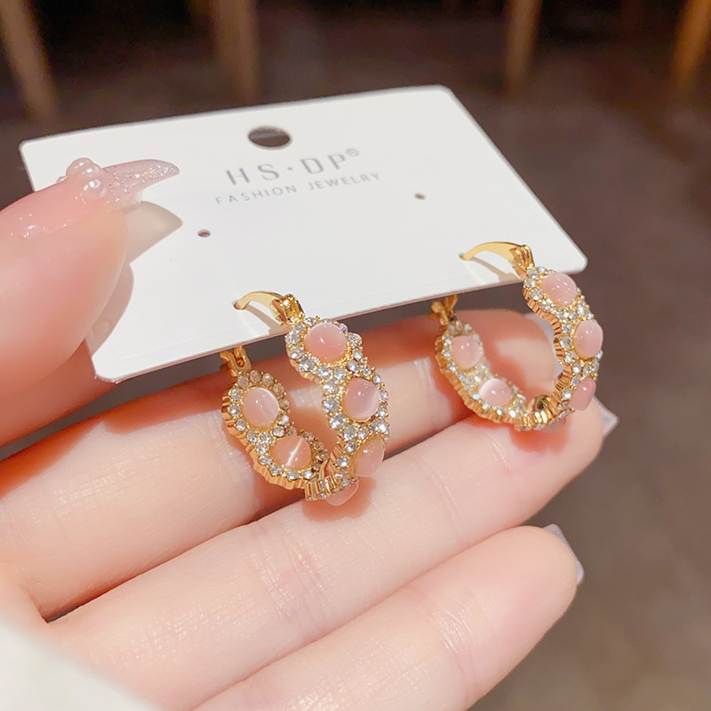 French Crystal Hoop Earrings
