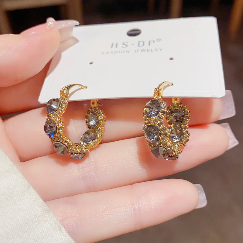 French Crystal Hoop Earrings