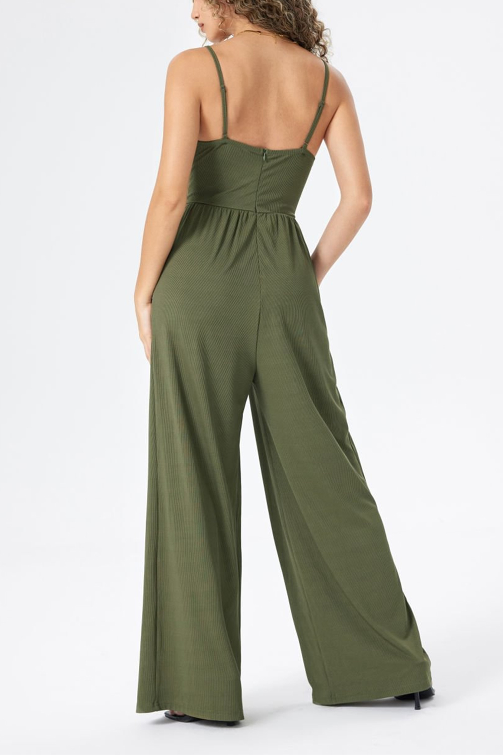 Women's V Solid Pocket Adjustable Suspender wide-leg jumpsuit(Buy 2 Free Shipping)
