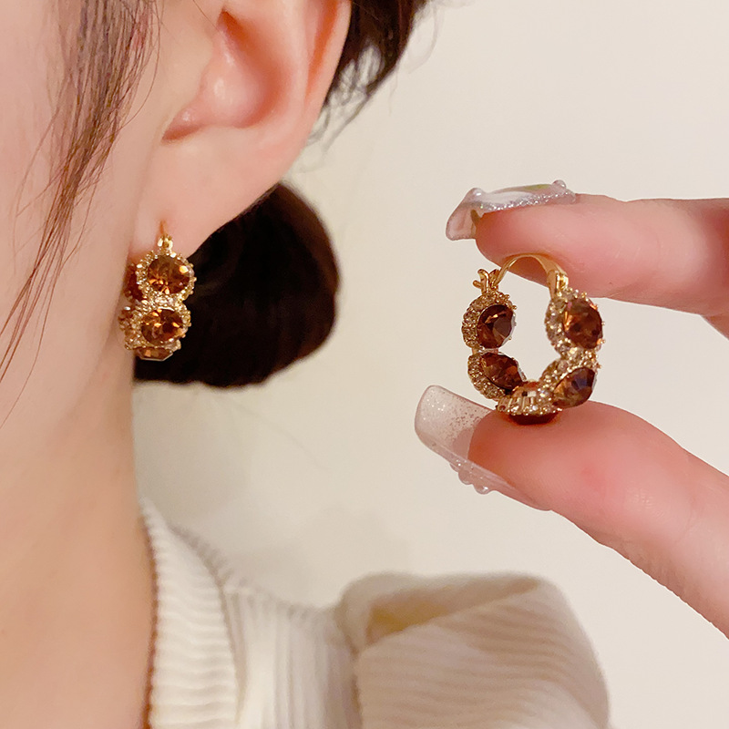 French Crystal Hoop Earrings