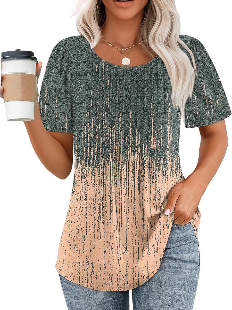 Limited time sale🔥Women Summer Pleated Short Sleeve Tunic Blouses Tops(Buy 3 Free Shipping)