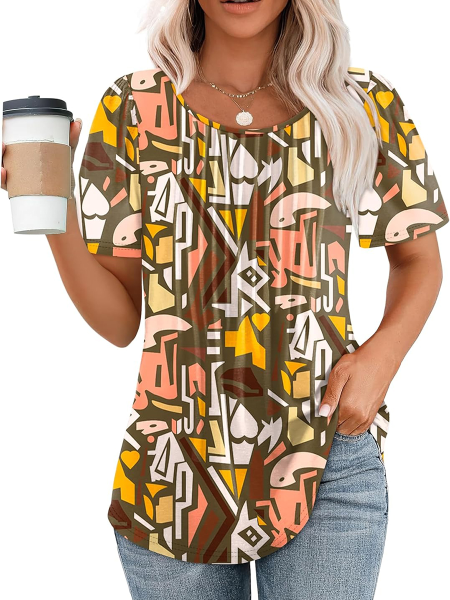 Limited time sale🔥Women Summer Pleated Short Sleeve Tunic Blouses Tops(Buy 3 Free Shipping)