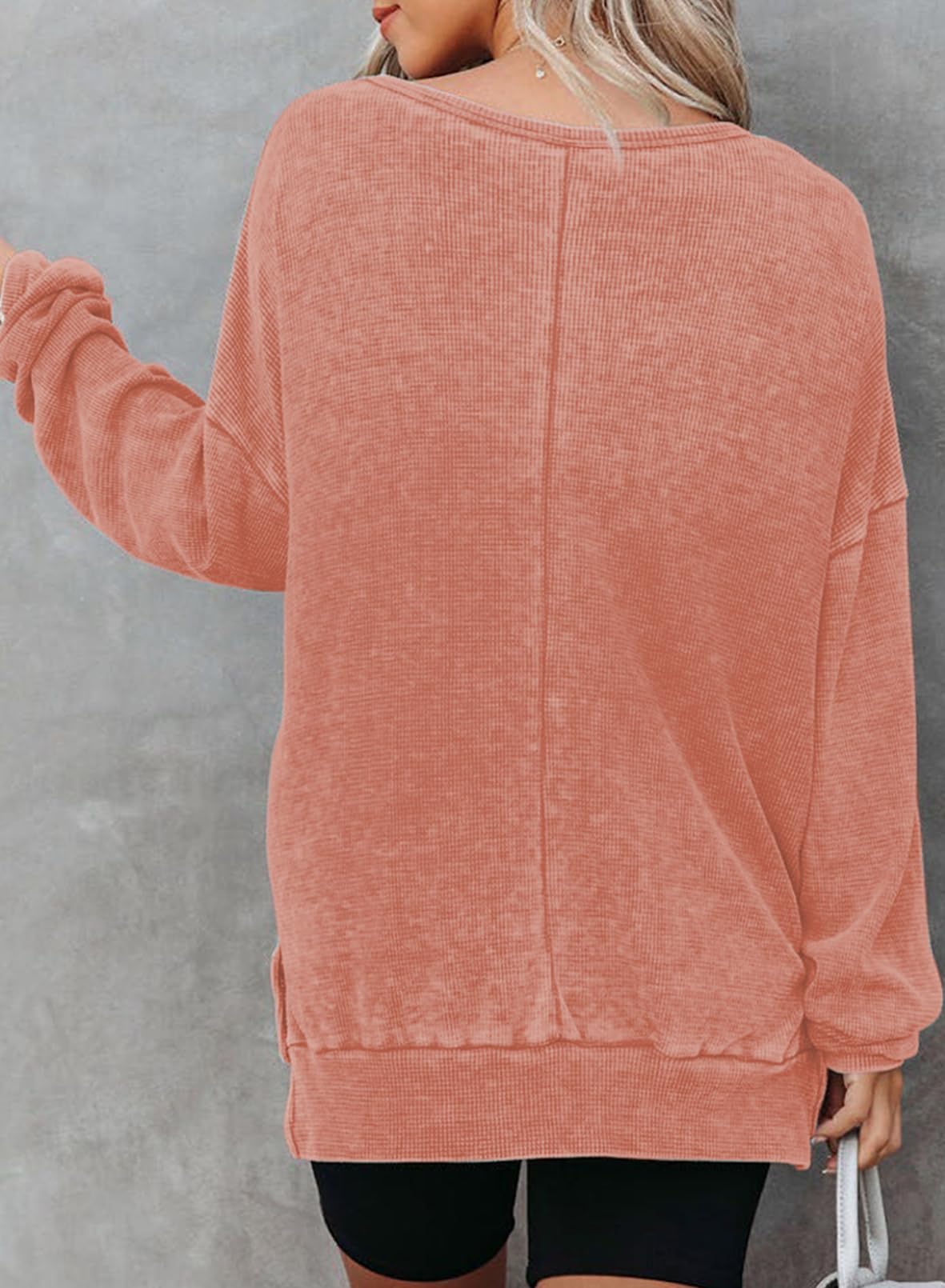 2024 New Women's Washed Waffle Knit Crewneck Sweatshirt(buy 2 10% OFF)