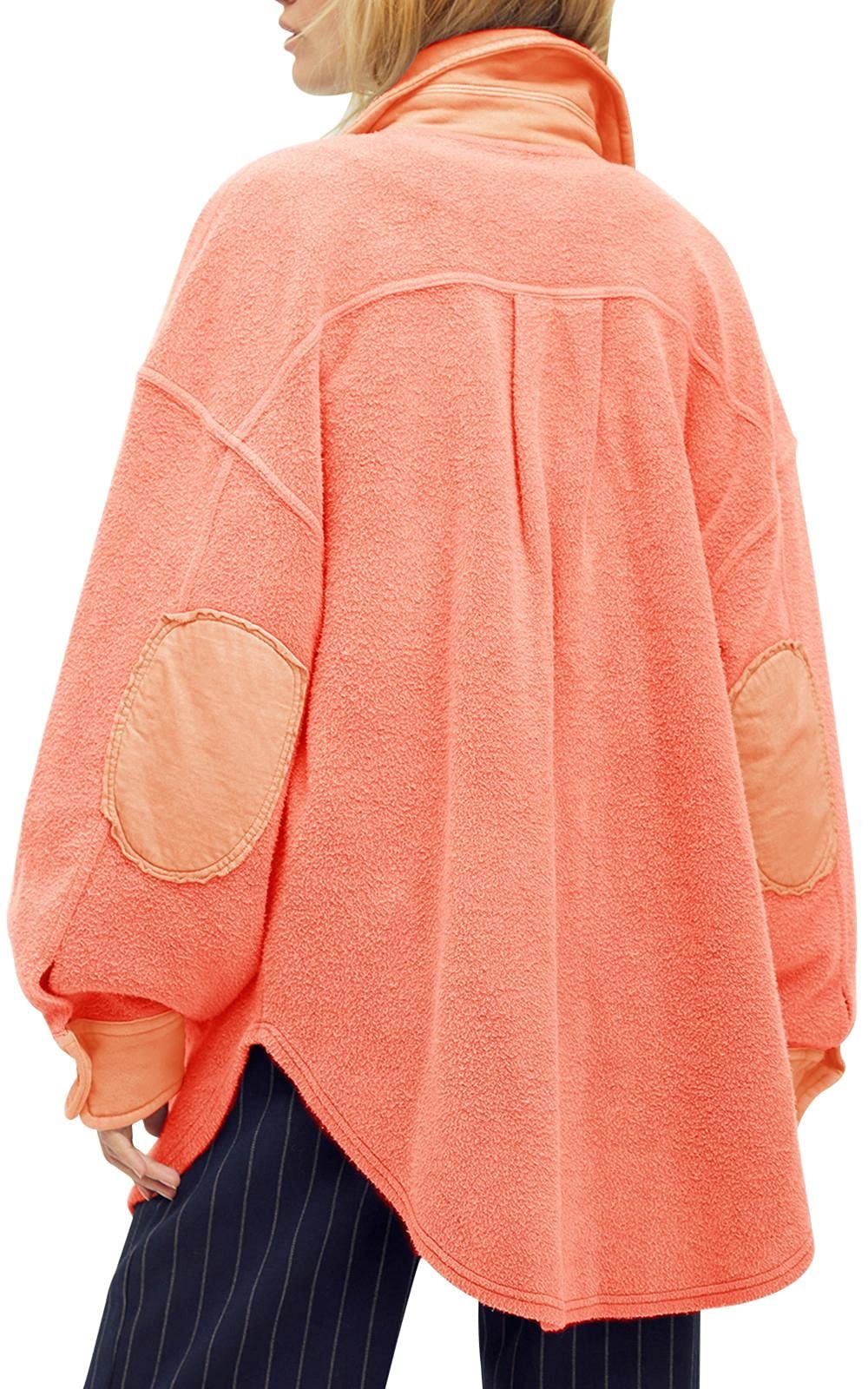 HOT SALE Women's Oversized Fleece Long Sleeve Button Down Shirt Jacket