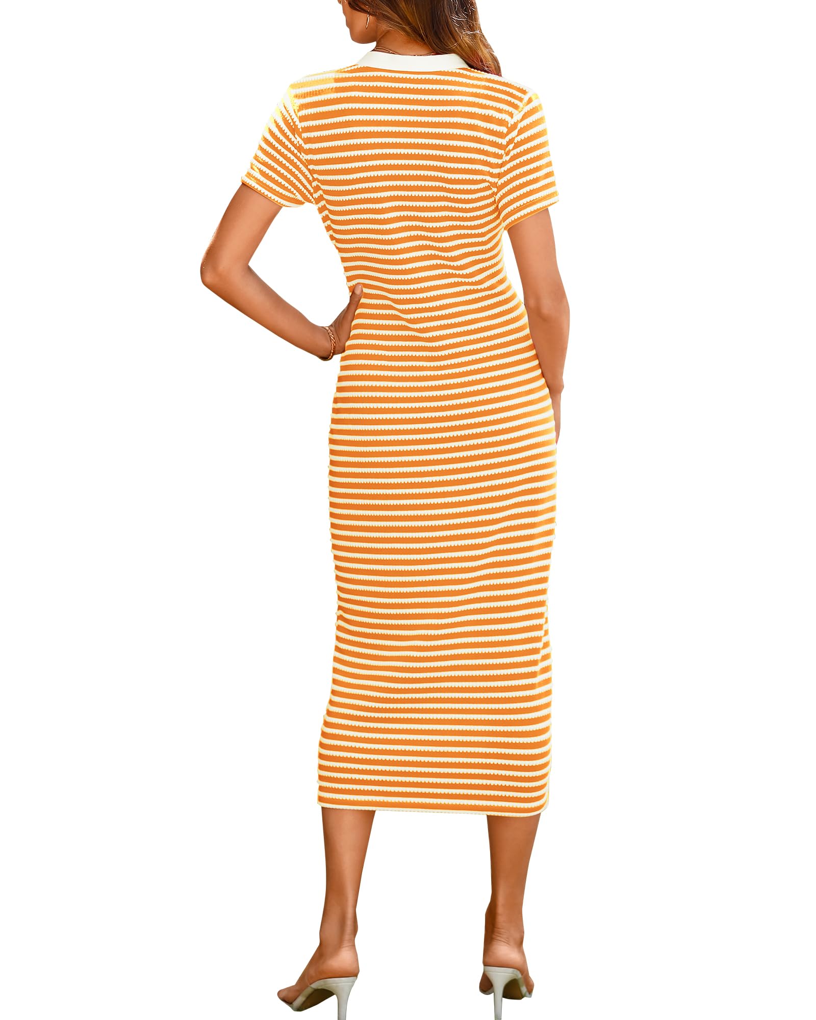 Women  Short Sleeve Striped  Midi Dresses ✨Buy 2 Free Shipping