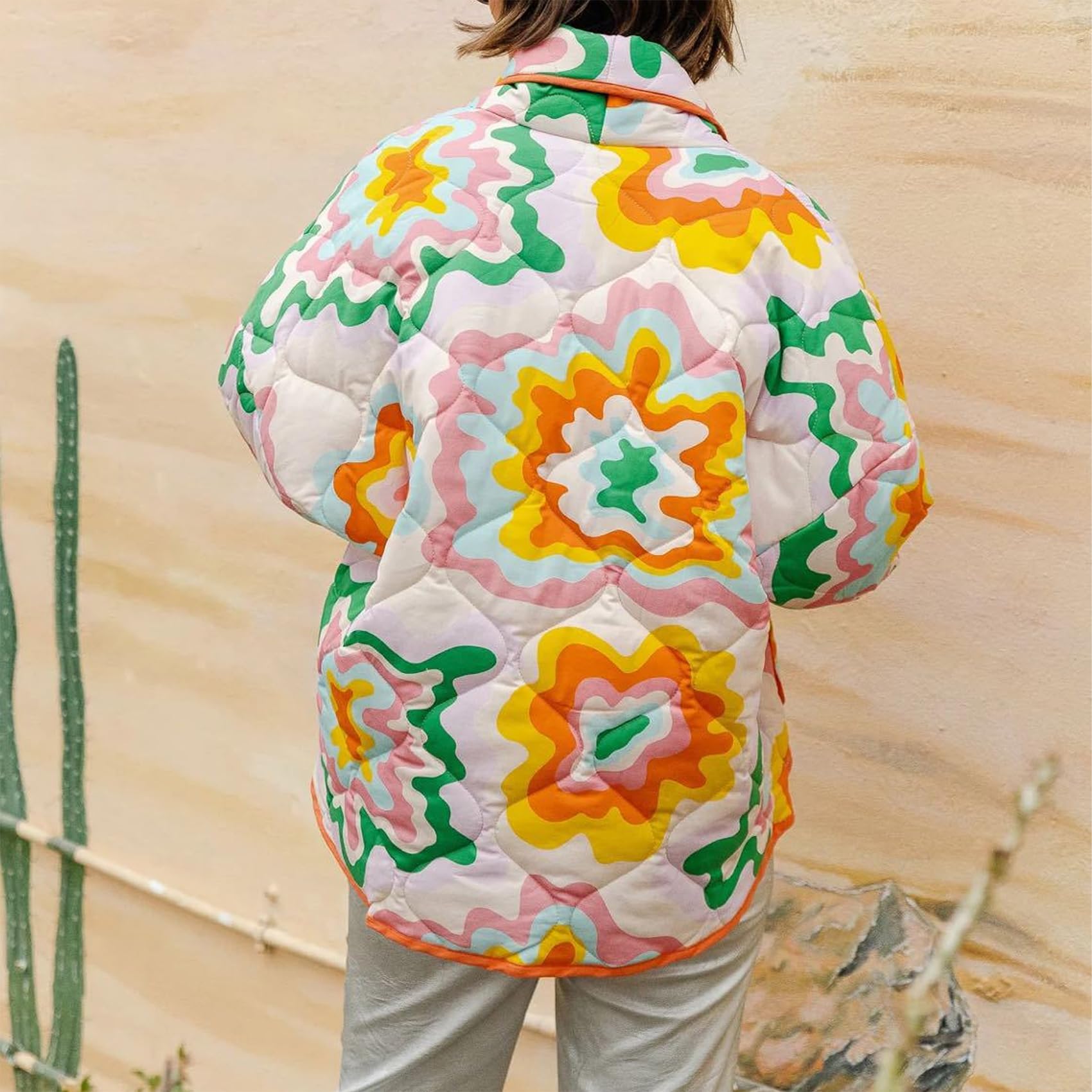 Women's  Floral Print Quilted Puffer Jackets 