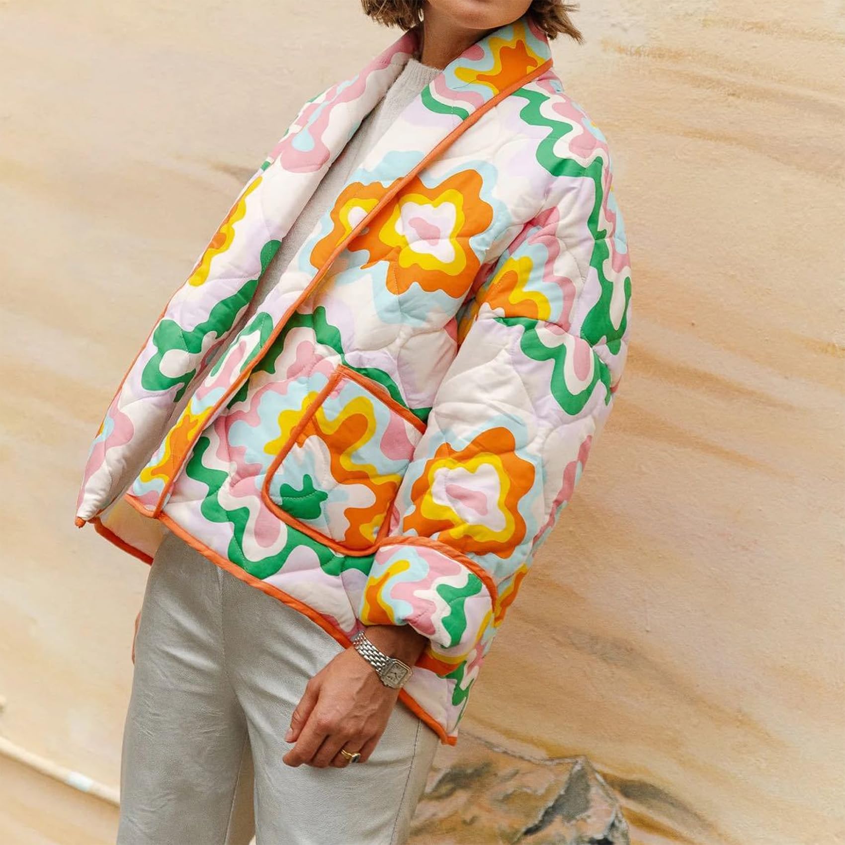 Women's  Floral Print Quilted Puffer Jackets 