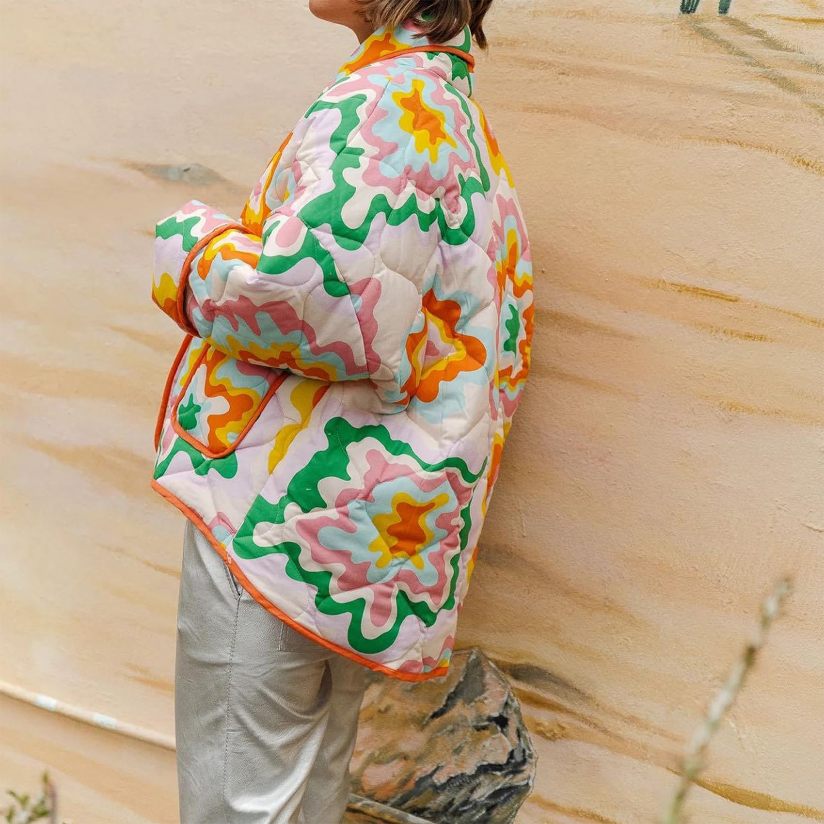 Women's  Floral Print Quilted Puffer Jackets 