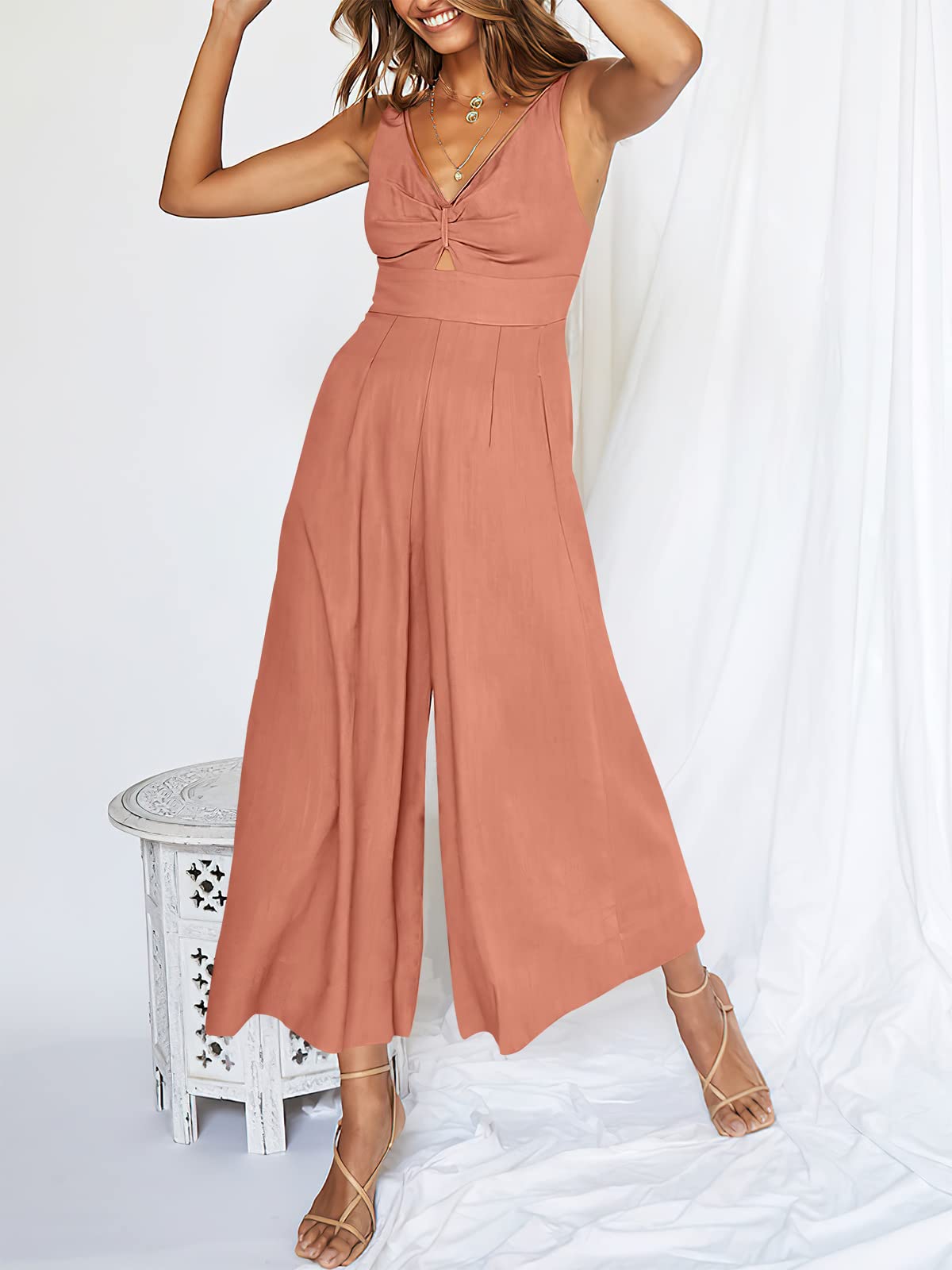 V Neck Cutout High-Waist Rompers (Buy 2 free shipping)-hivebabe.com