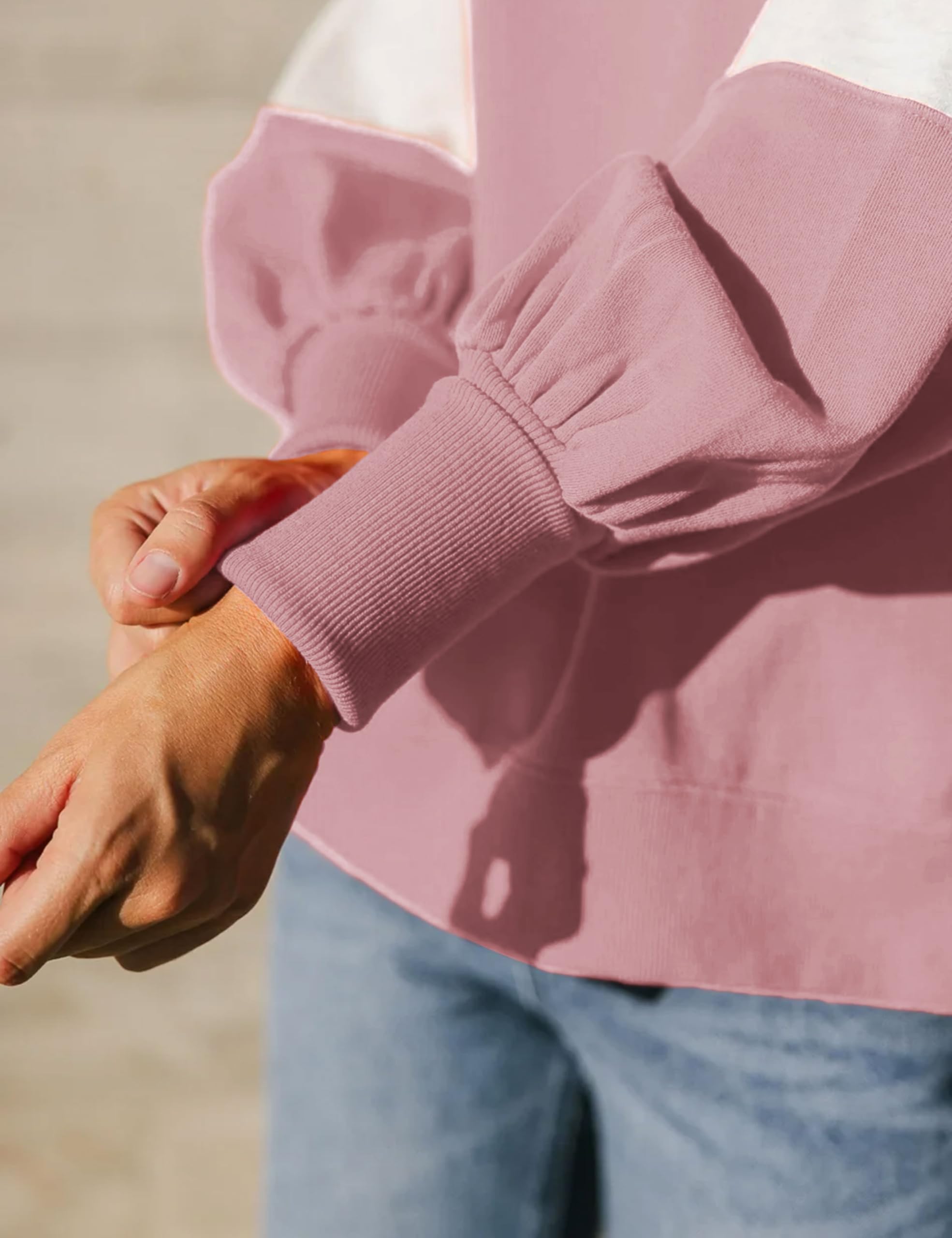 Ribbed Mock Neck Colorblock Pullover (Buy 2 Free Shipping)