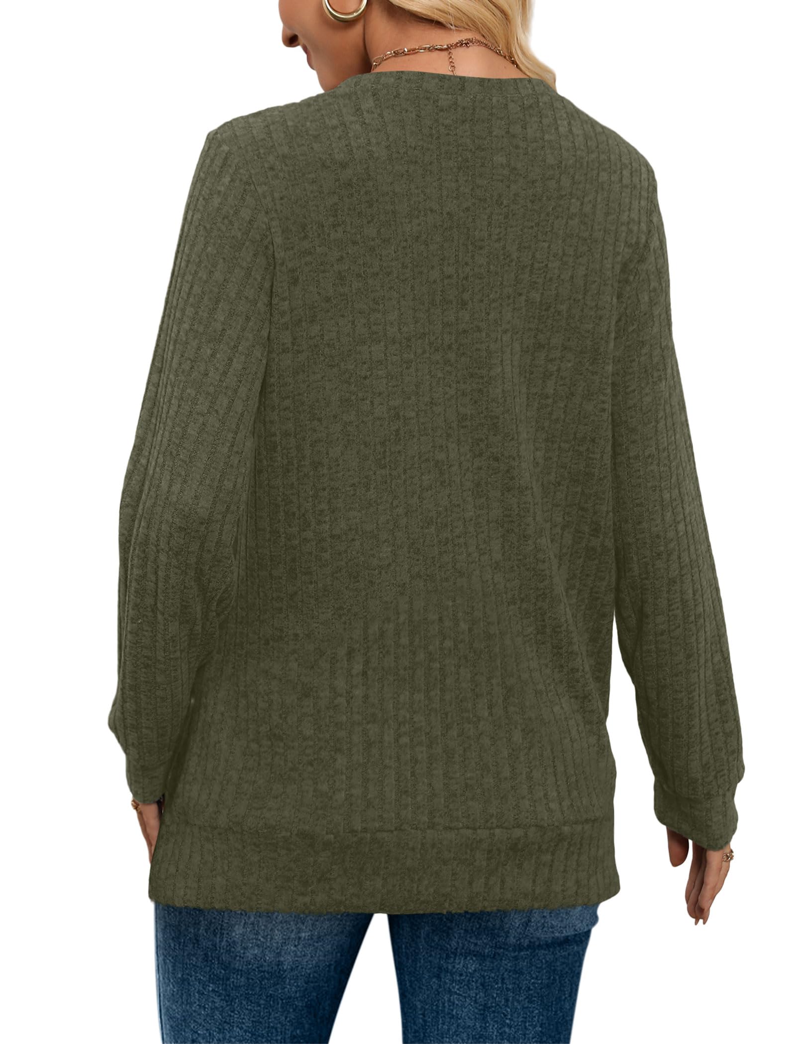 Women's Casual Fall V Neck Lightweight Tunic Sweaters 