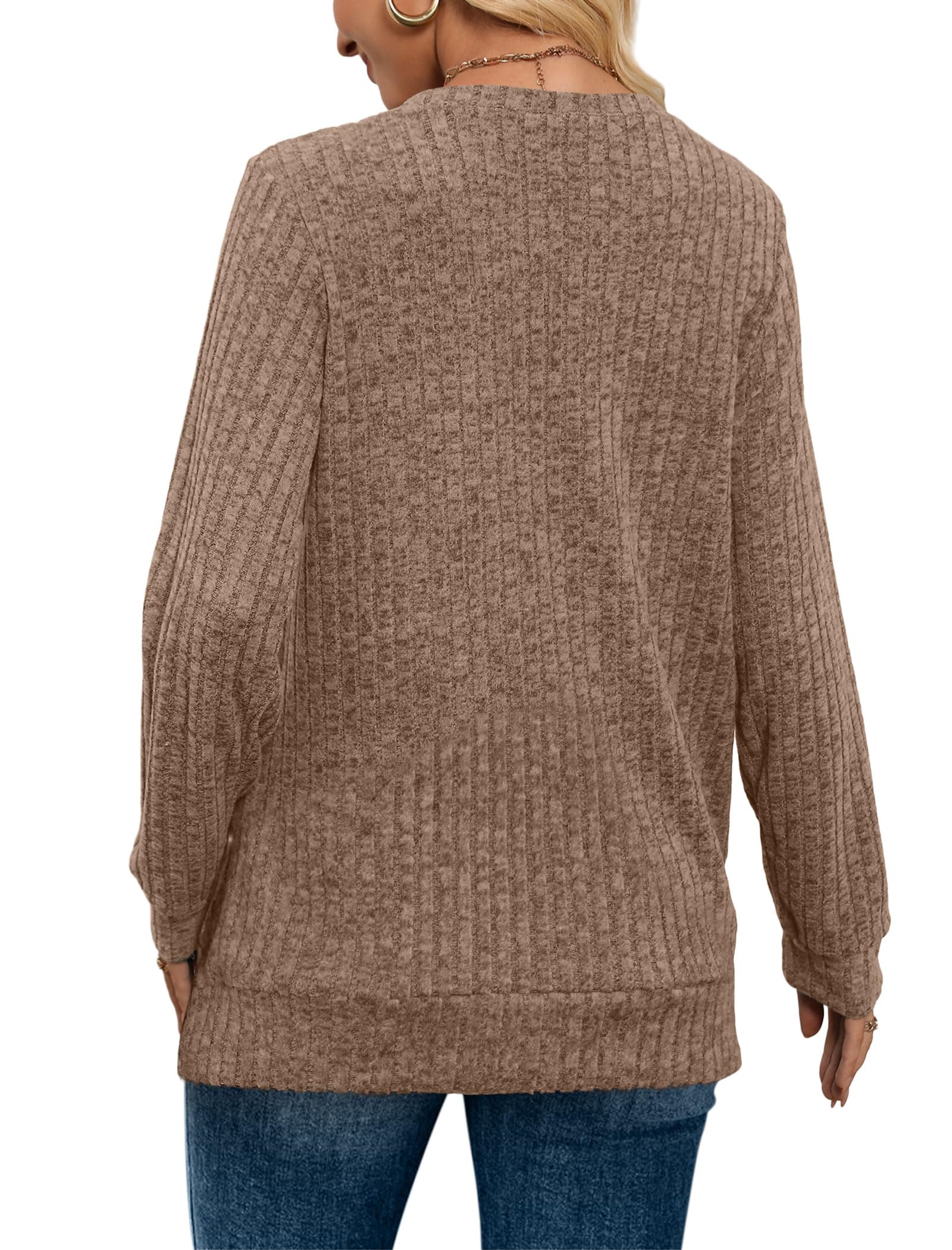 Women's Casual Fall V Neck Lightweight Tunic Sweaters 