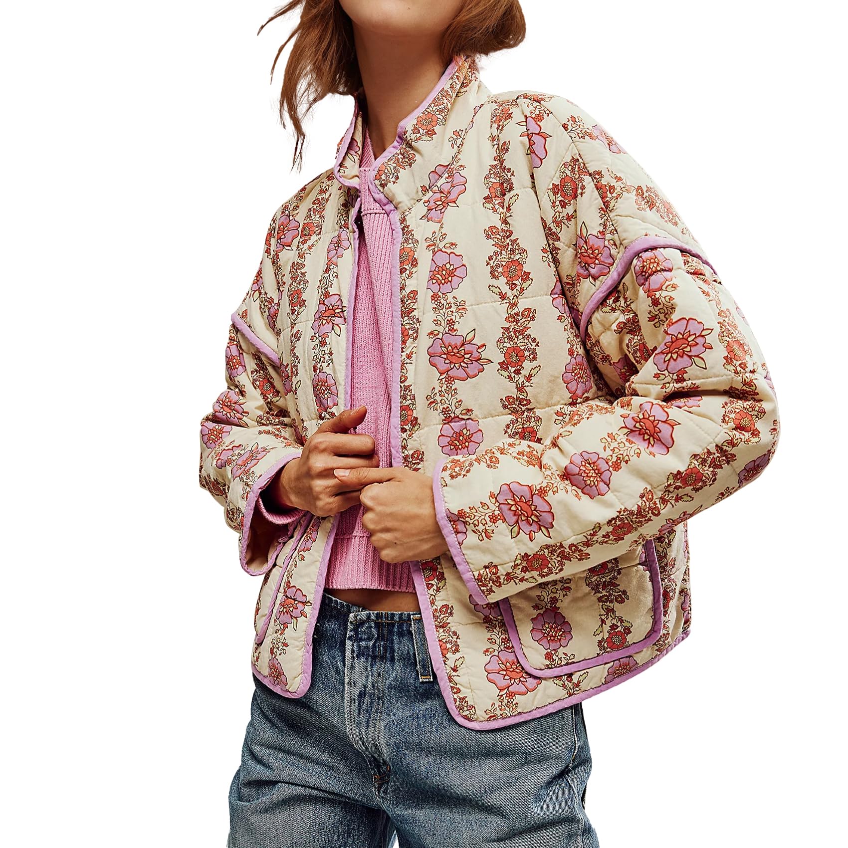 Women's  Floral Print Quilted Puffer Jackets 
