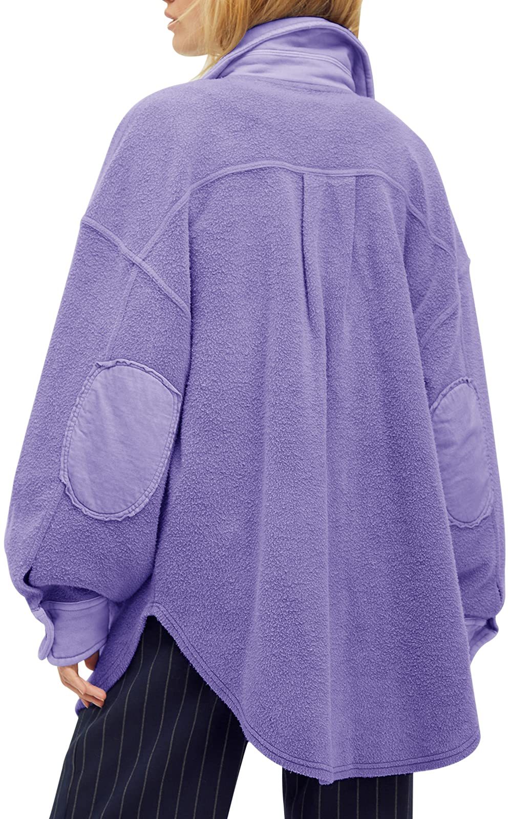 HOT SALE Women's Oversized Fleece Long Sleeve Button Down Shirt Jacket