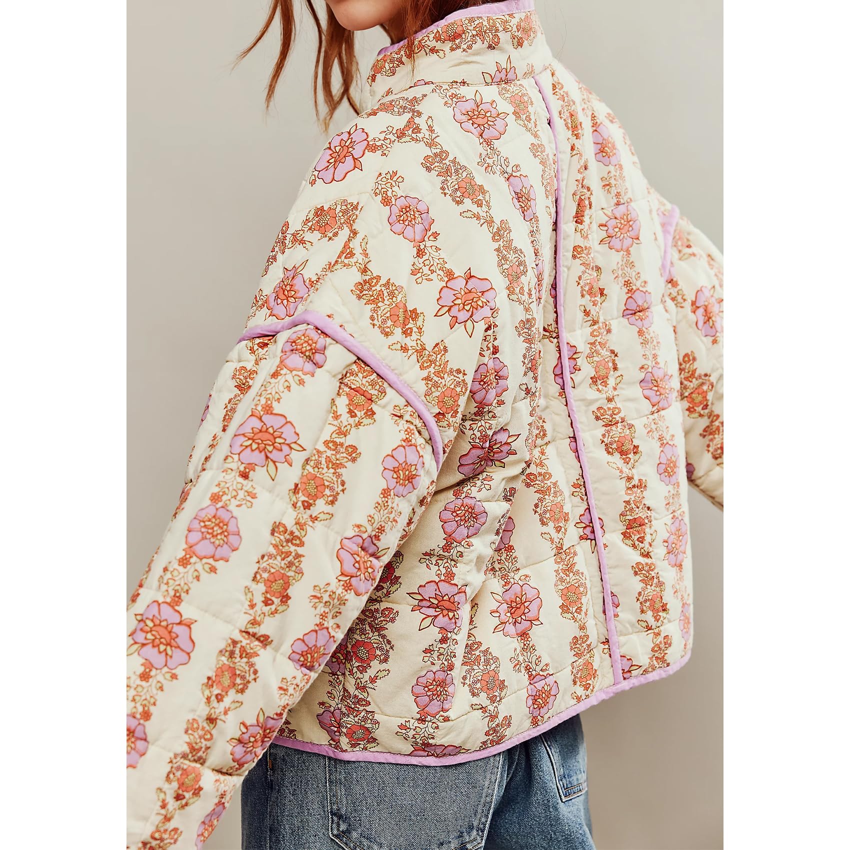 Women's  Floral Print Quilted Puffer Jackets 