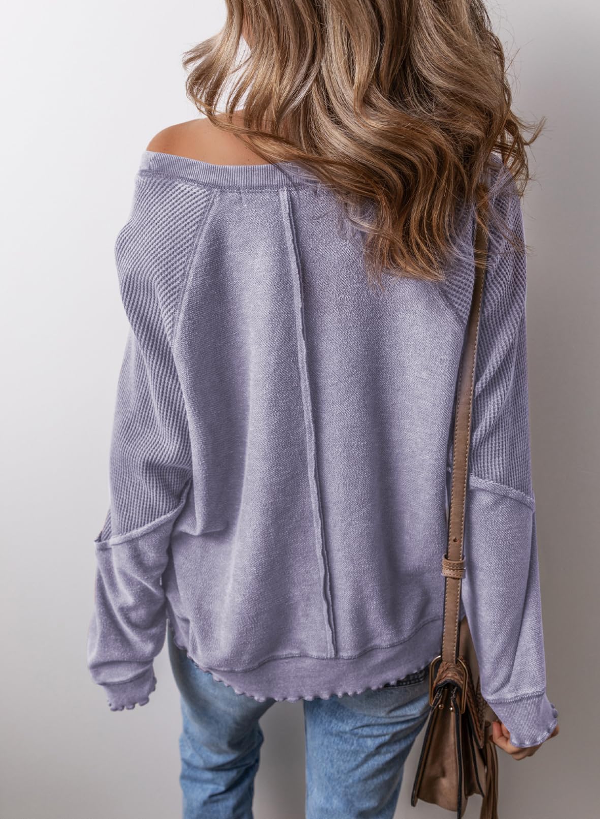 Casual Crewneck Long Sleeve Reverse Seam Pullover Sweatshirts