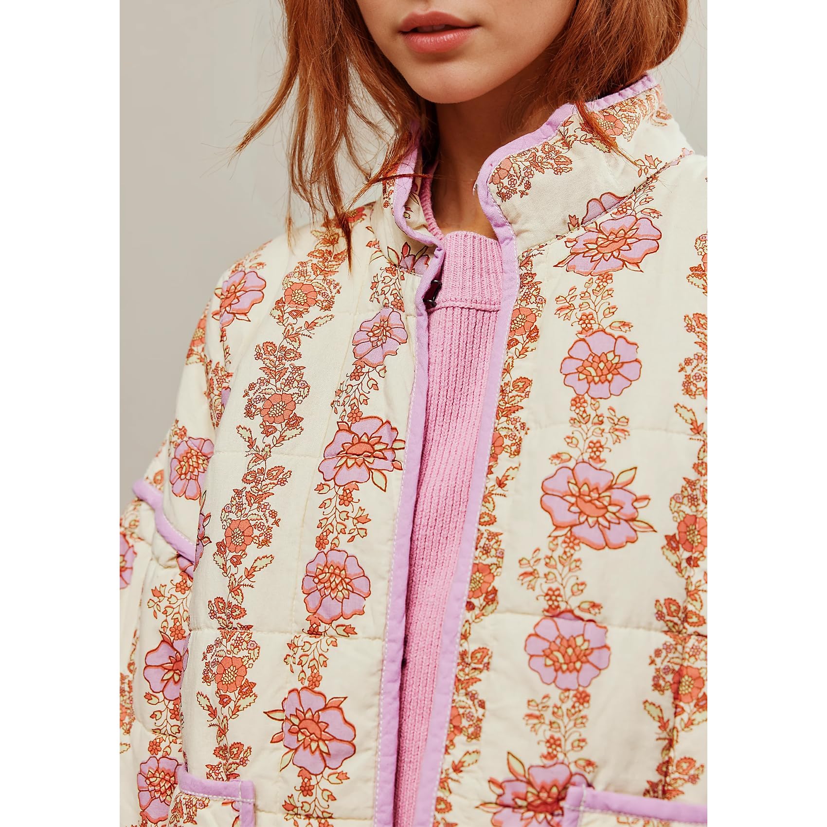 Women's  Floral Print Quilted Puffer Jackets 
