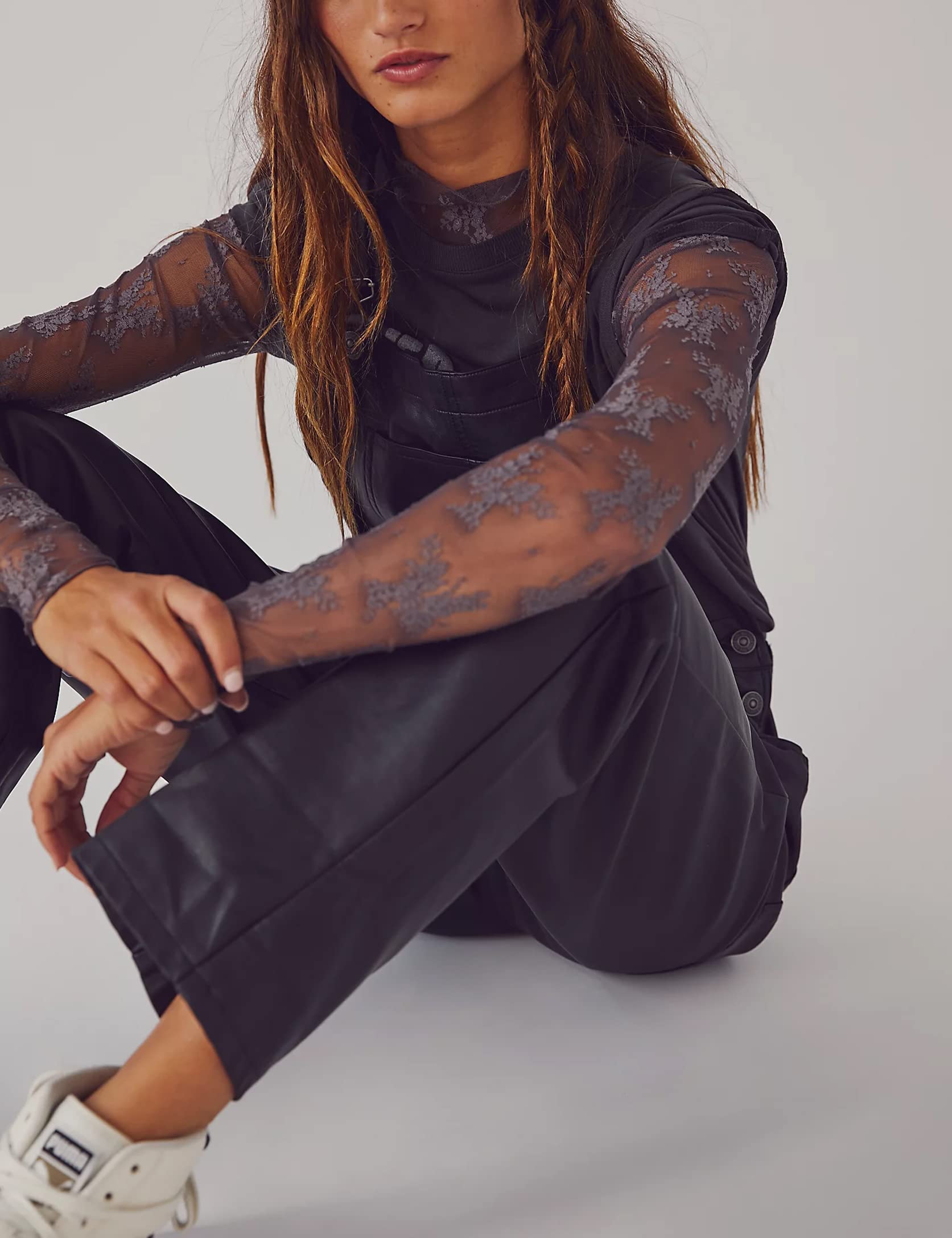 Women's Sexy Long Sleeve Mock Neck Lace Floral Lace Tops