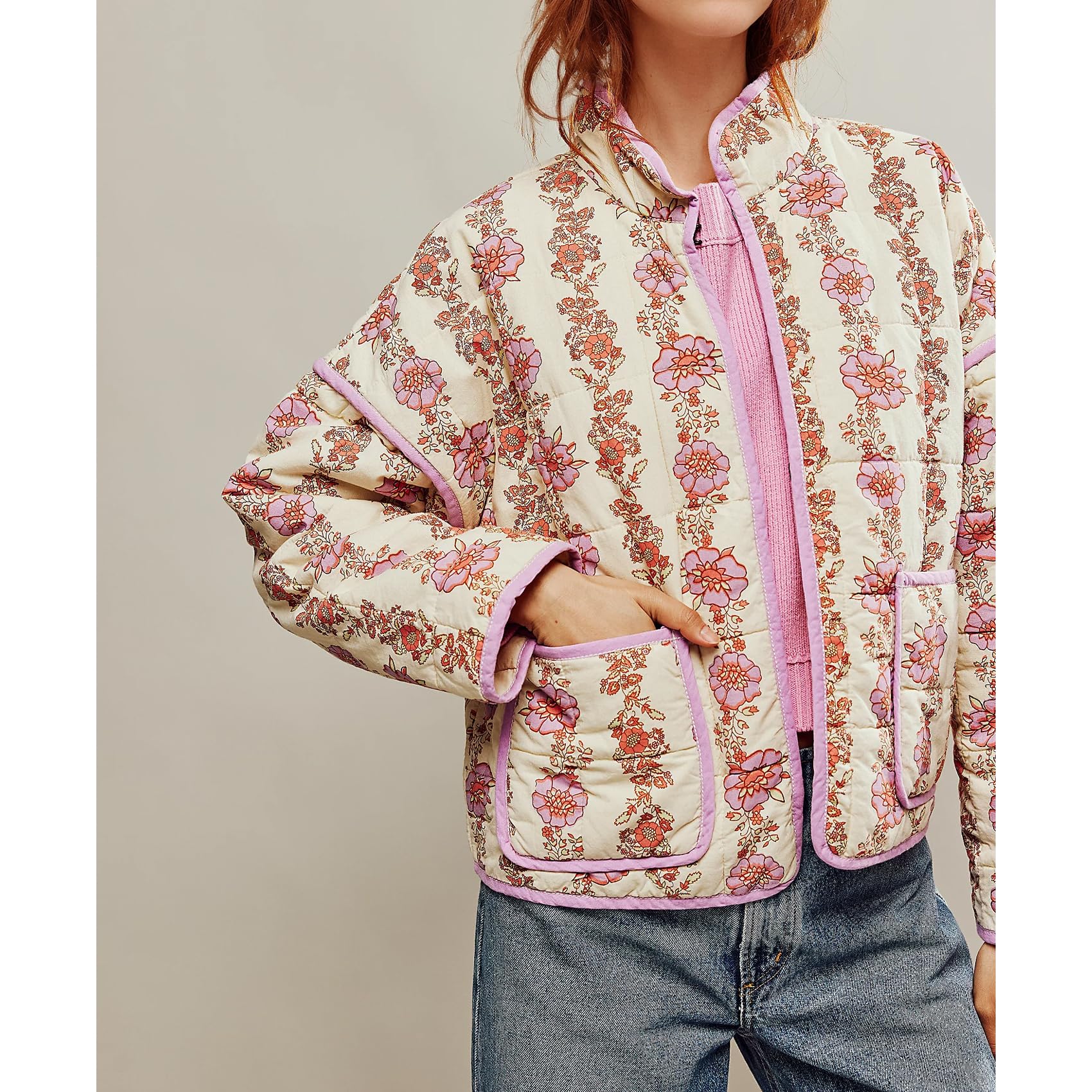 Women's  Floral Print Quilted Puffer Jackets 