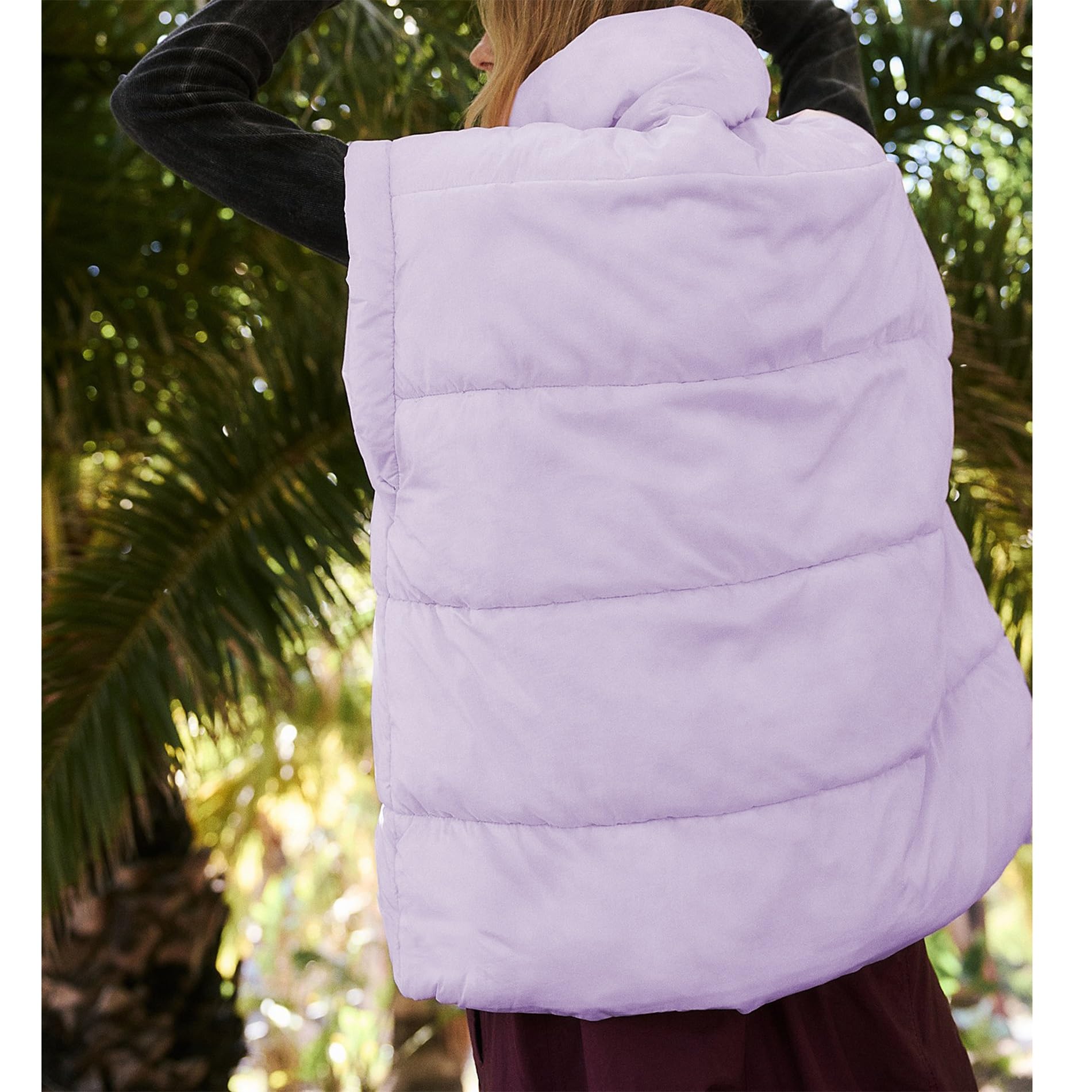 Women's Oversized Stand Collar Full Zip Puffer Vest