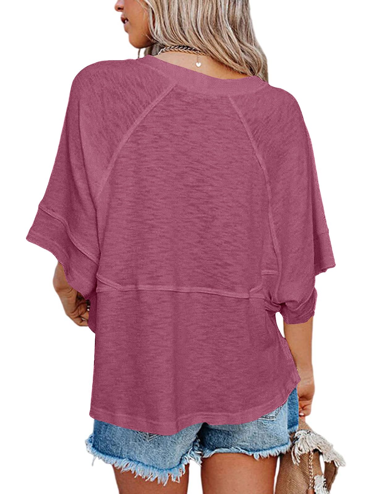 2025 New Women's Summer Casual Crewneck Batwing Half Sleeve Tee(BUY 3 FREE SHIPPING!!!)