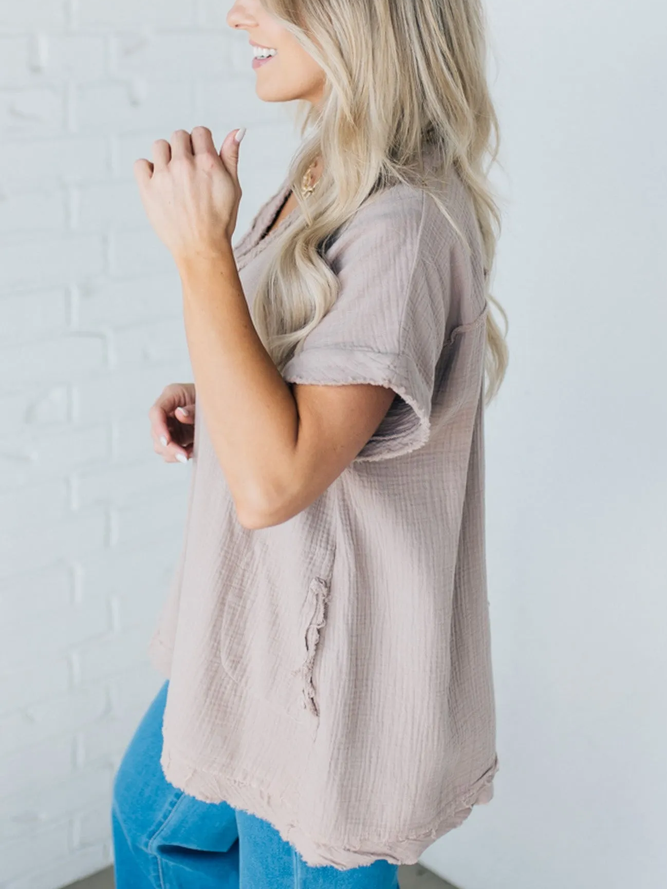 ⏰Hot Sale-Raw Edge Gauze Top(Buy 2 Free Shipping)