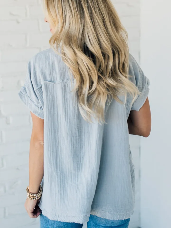 ⏰Hot Sale-Raw Edge Gauze Top(Buy 2 Free Shipping)