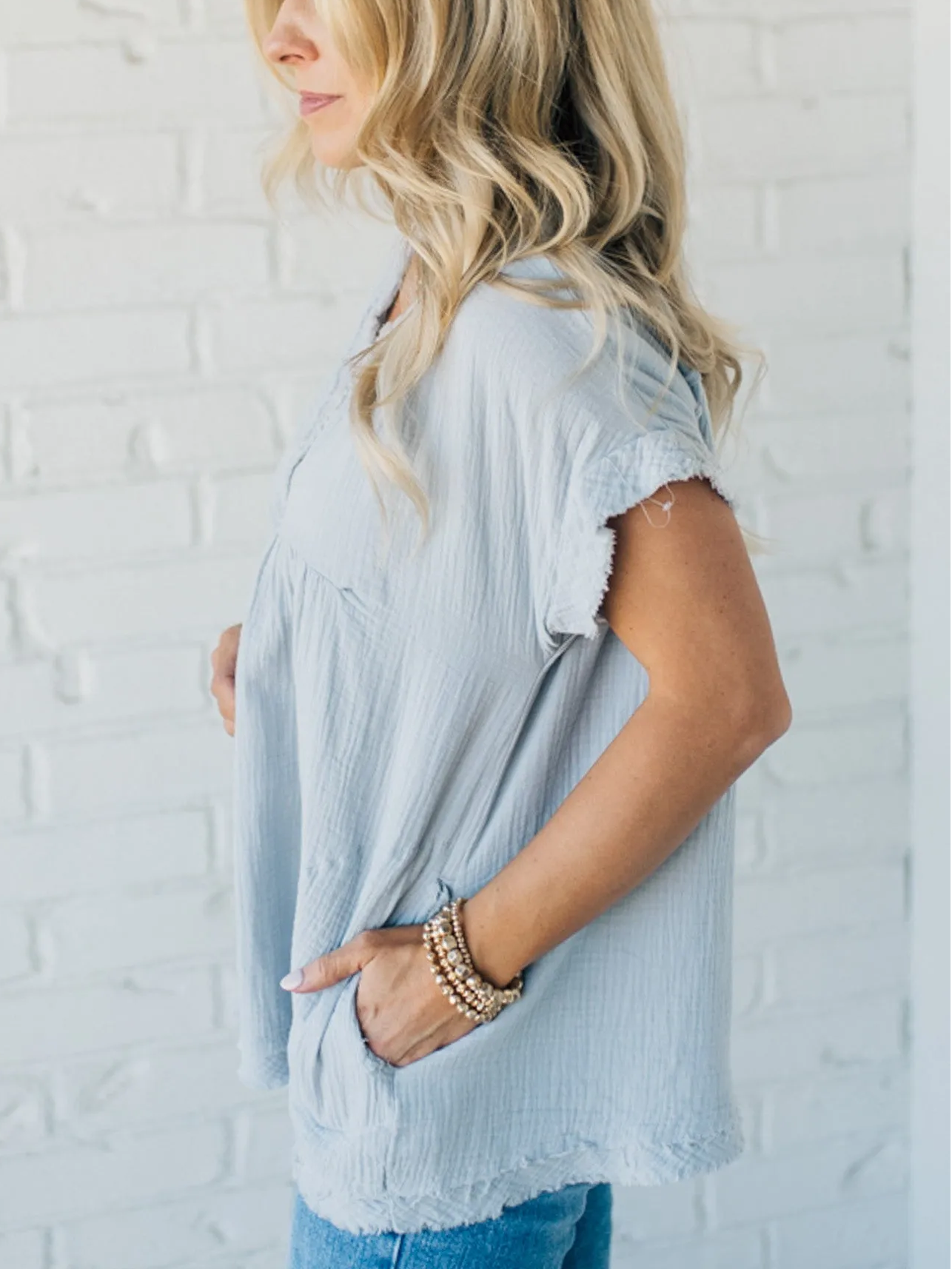 ⏰Hot Sale-Raw Edge Gauze Top(Buy 2 Free Shipping)