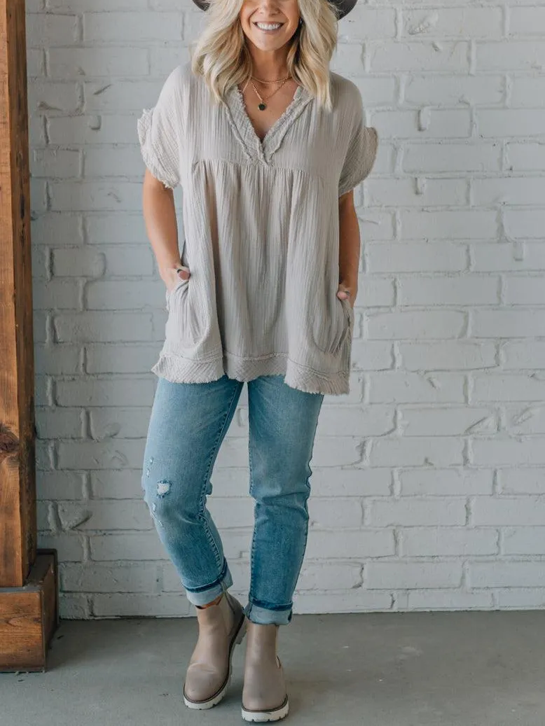 ⏰Hot Sale-Raw Edge Gauze Top(Buy 2 Free Shipping)