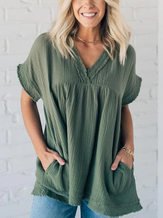 ⏰Hot Sale-Raw Edge Gauze Top(Buy 2 Free Shipping)