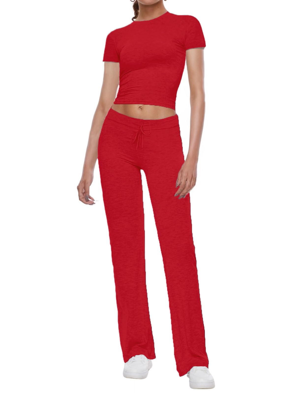 Women's 2 Piece Lounge Sets Straight Leg Pants Set 