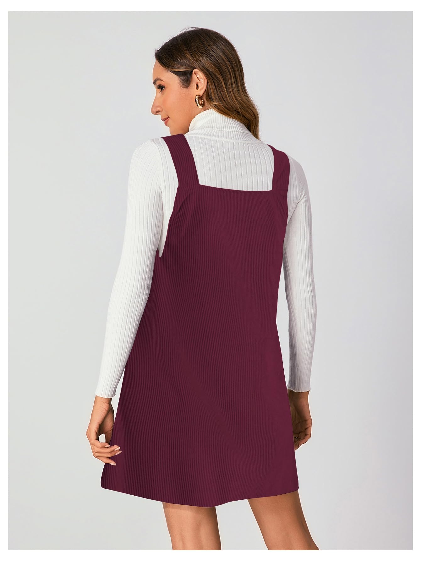 WomenS V Neck Corduroy Pinafore Overall Mini Dress