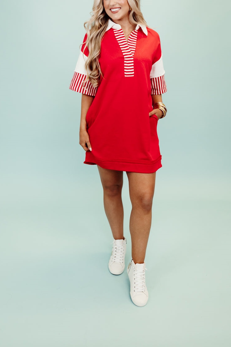 Color Block Notch Neck Mini Dress (BUY 2 FREE SHIPPING)