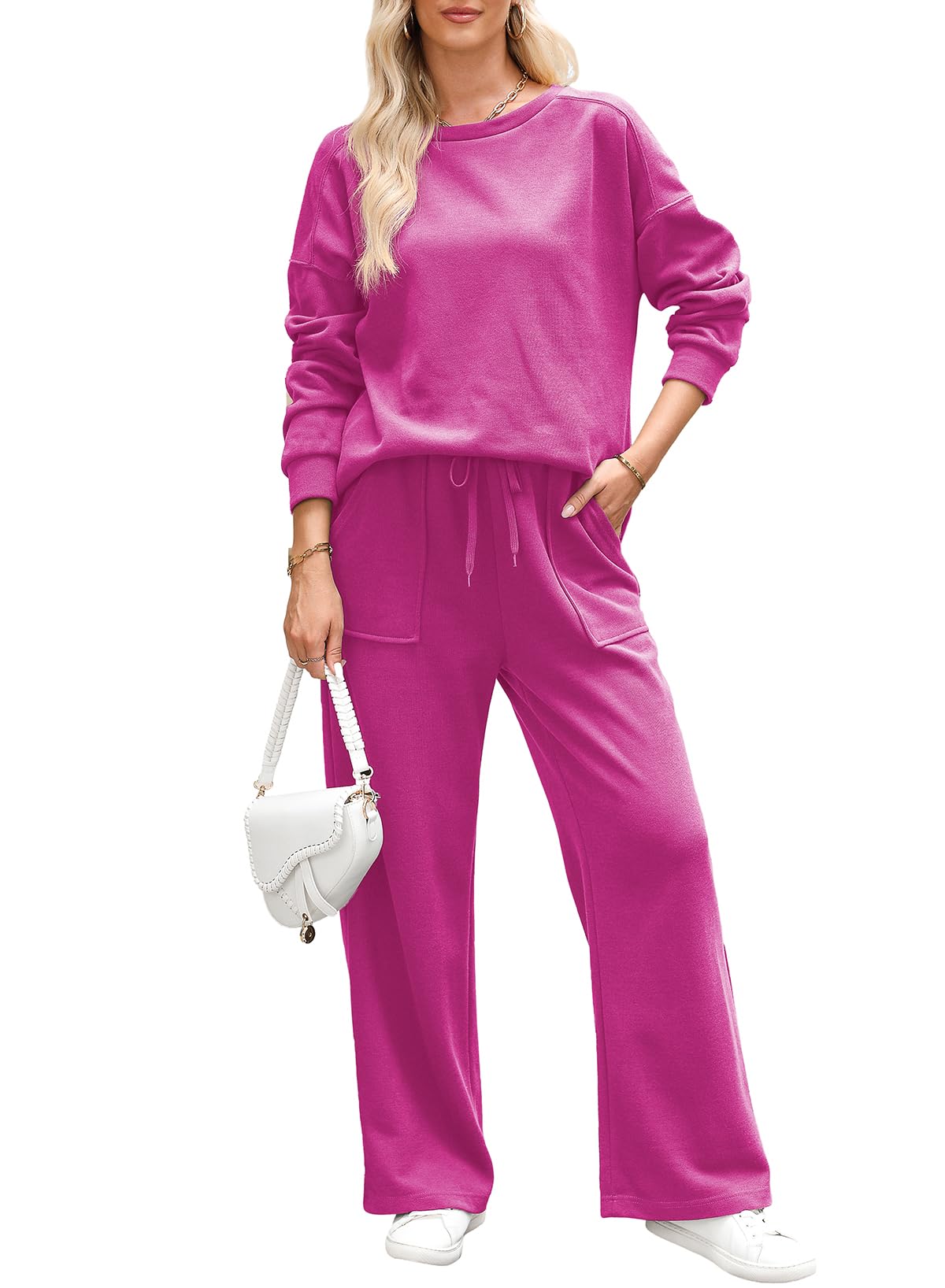 Women's Casual Fall Cotton Long Sleeve Knit Tops And Pants Lounge Sets