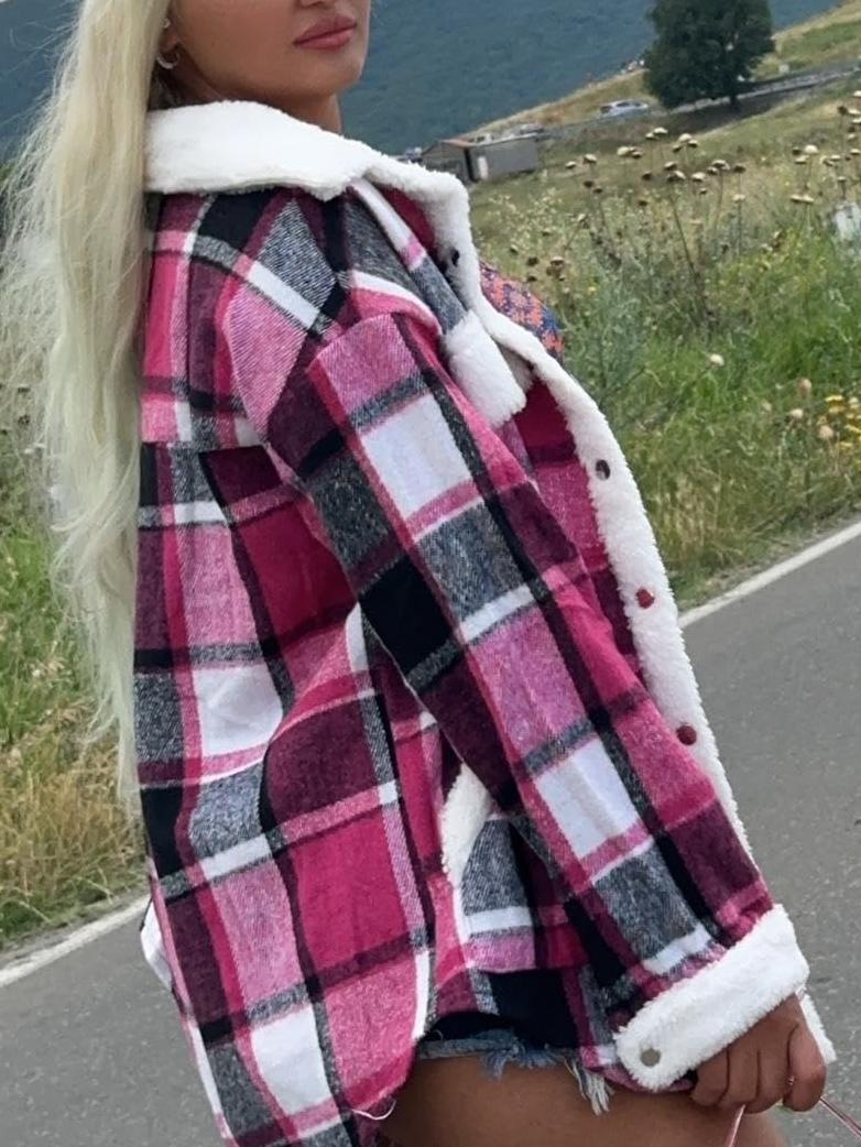 Womens Plaid Casual Long Sleeve Button Down  Fall Winter Coats（Buy 2 10% off）