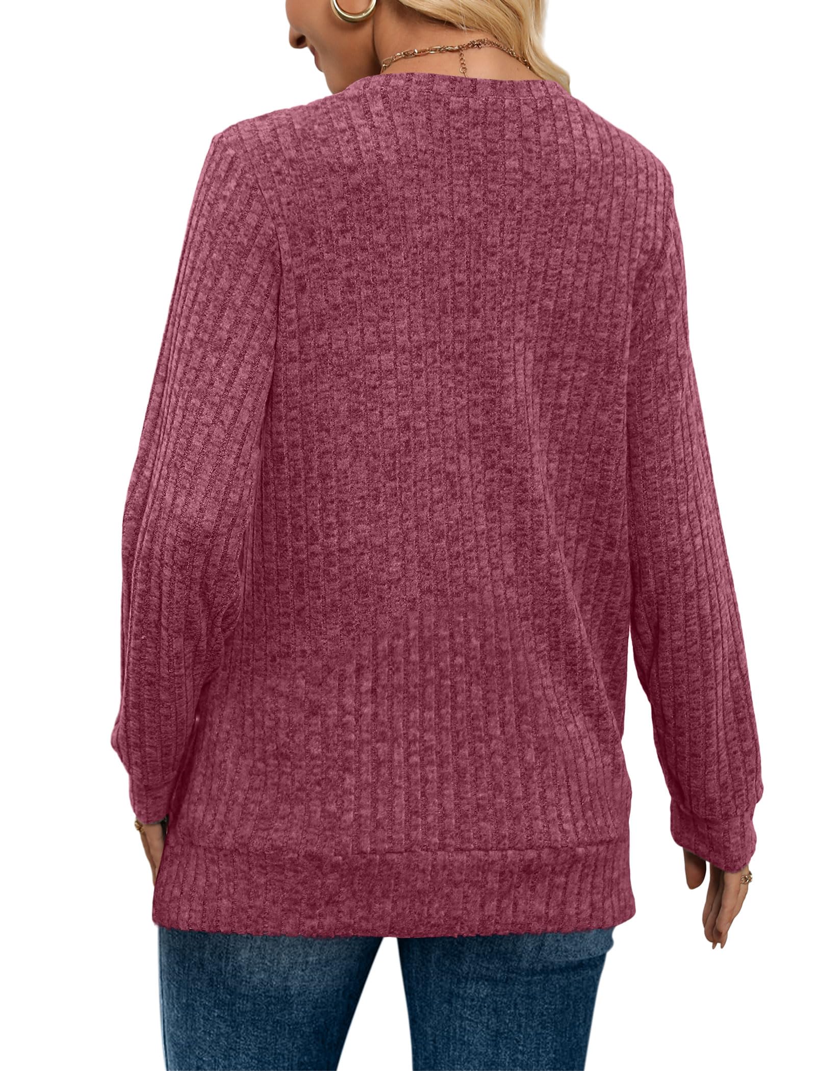 Women's Casual Fall V Neck Lightweight Tunic Sweaters 