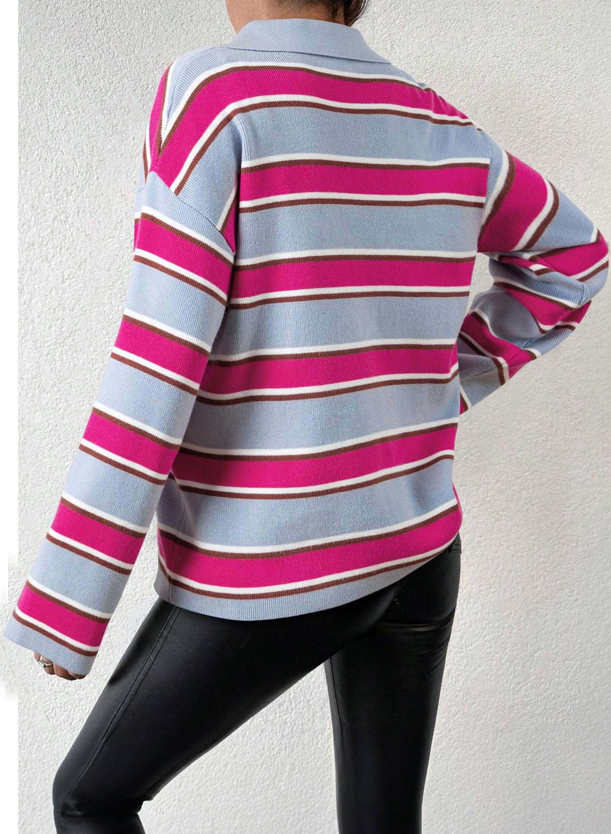 2024 Fall Oversized Ribbed Knit Side Slit Pullover Top