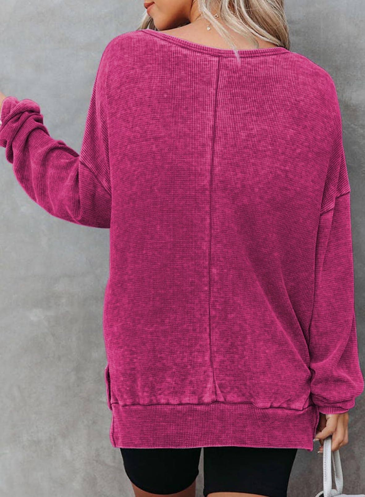 2024 New Women's Washed Waffle Knit Crewneck Sweatshirt(buy 2 10% OFF)