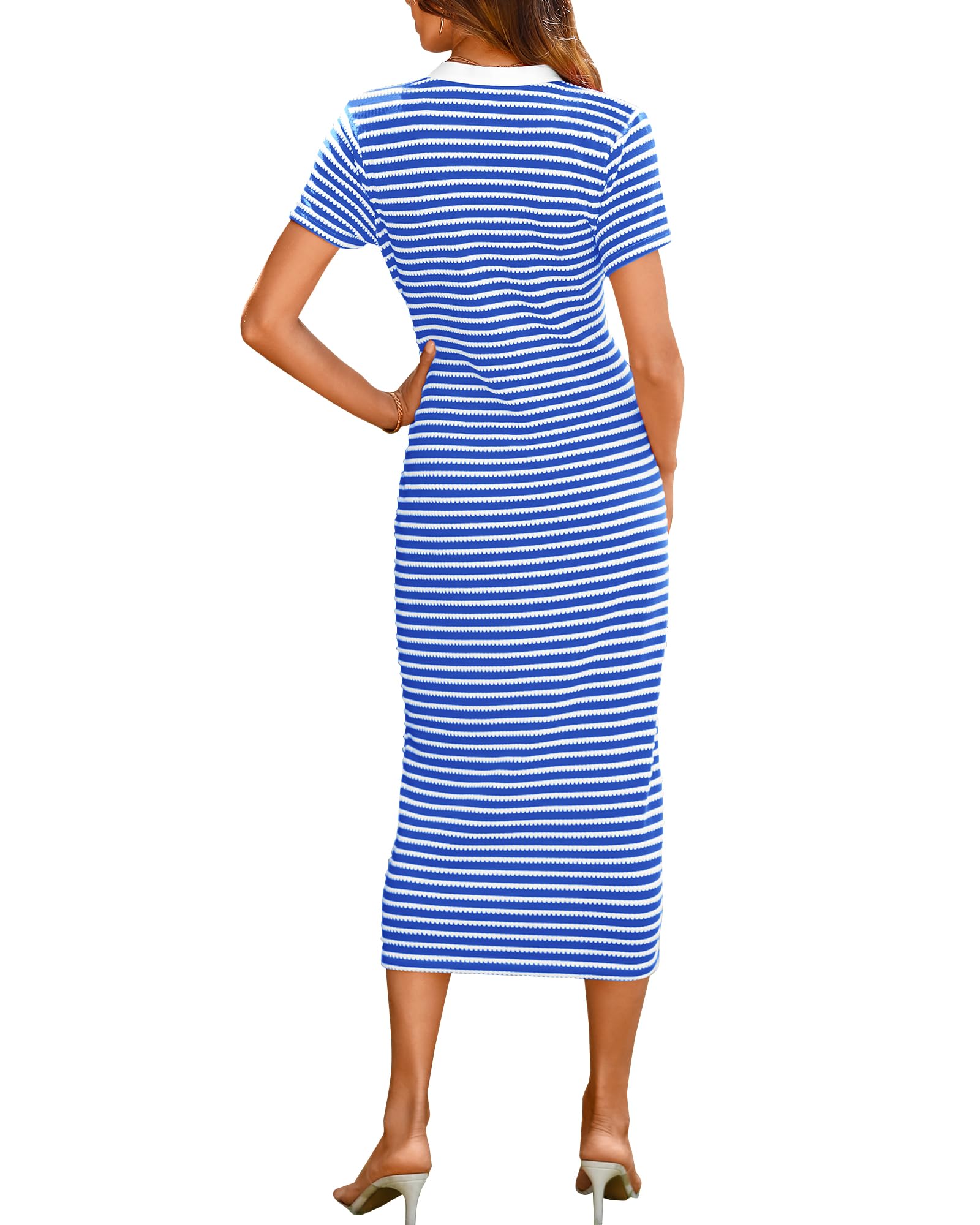 Women  Short Sleeve Striped  Midi Dresses ✨Buy 2 Free Shipping